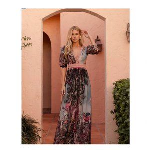 PatBO Paraiso Placed Print Maxi Dress